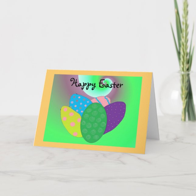 Cartão De Festividades Ovos felzs pascoa Coloridos (Frente)