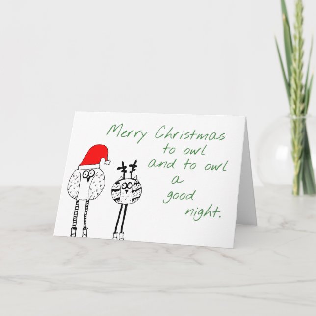 Cartão De Festividades Owl Christmas Card (Frente)