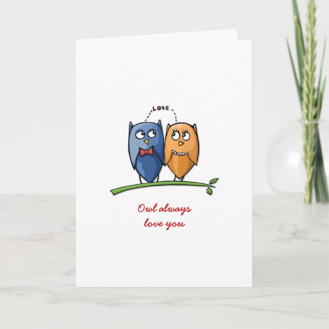 Cartão De Festividades Owl Love You Valentine's Day Card (Frente)