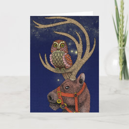 Cartão De Festividades Owl reindeer
