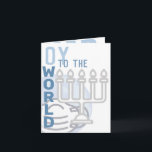 Cartão De Festividades Oy Para O Mundo Engraçado Hanukkah Menorah Dobrou<br><div class="desc">todo o texto na dentro desta placa é modelado,  de modo que pode ser mudado facilmente se você quiser. isto obviamente inclui a assinatura. a frente apresenta gráficos de um globo opaco vestindo uma máscara no fundo,  e um contorno da menorah prateada para a parte inferior direita</div>