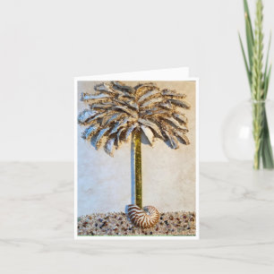 Cartão De Festividades Oyster Palm cresce fora de uma concha de Nautilus