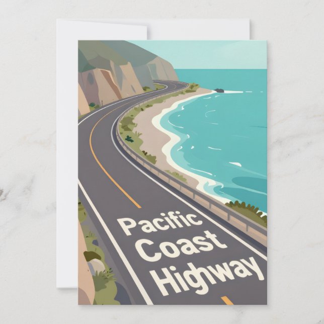 Cartão De Festividades Pacific Coast Highway Graphic Travel Art (Frente)