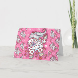 CARTÃO DE FESTIVIDADES PACÍFICO QUERENTE EM PINK PAJAMAS, CUPCAKE CARDÍAC