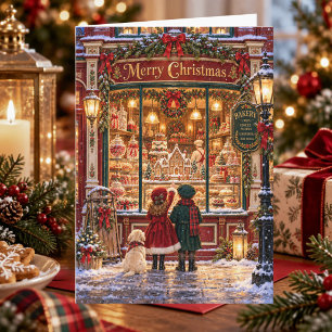 Cartão De Festividades Padaria de Natal Vitoriana Natal Nostálgico