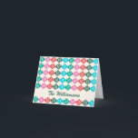 Cartão De Festividades Padrão Atômico do Mod do Médio Retroativo Personal<br><div class="desc">Retrorna o estilo de vintage meio século o padrão atômico moderno em verde,  vermelho e rosa,  personalizado com seu nome.</div>