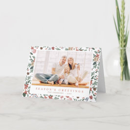 Cartão De Festividades Padrão Botânico da Folhagem Floral de Natal Modern