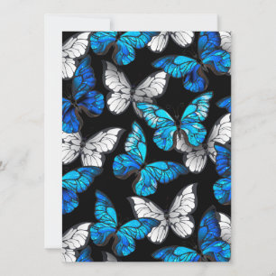 Cartão De Festividades Padrão contínuo escuro com borboletas azuis Morpho