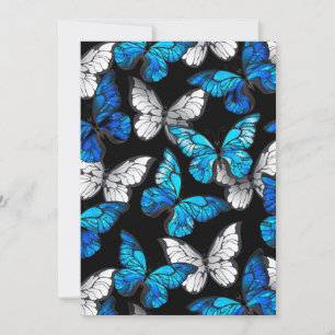 Cartão De Festividades Padrão contínuo escuro com borboletas azuis Morpho