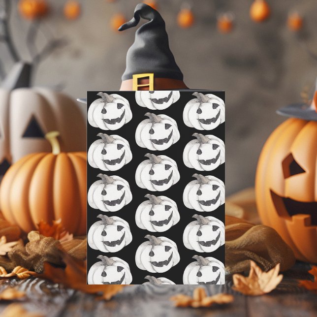 Cartão De Festividades Padrão de Abóbora Assustadora | Feliz Halloween (Criador carregado)