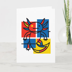 Cartão De Festividades Padrão de Arte Abstrata Divertido de Axolote Piet