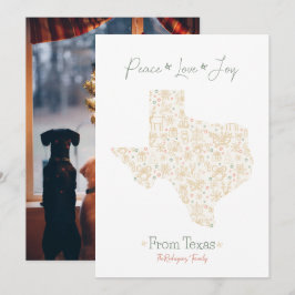 Cartão De Festividades Padrão de Arte de Linha de Natal no Texas Dourado