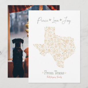 Cartão De Festividades Padrão de Arte de Linha do Texas Natal Ouro