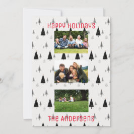 Cartão De Festividades Padrão de árvore de Natal preto e branco moderno