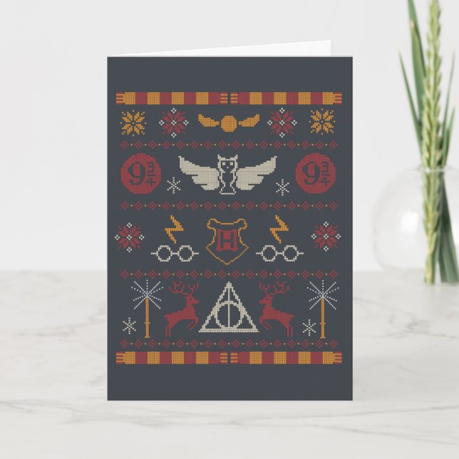 Cartão De Festividades Padrão de bordado cruzado temático HARRY POTTER™ (Frente)