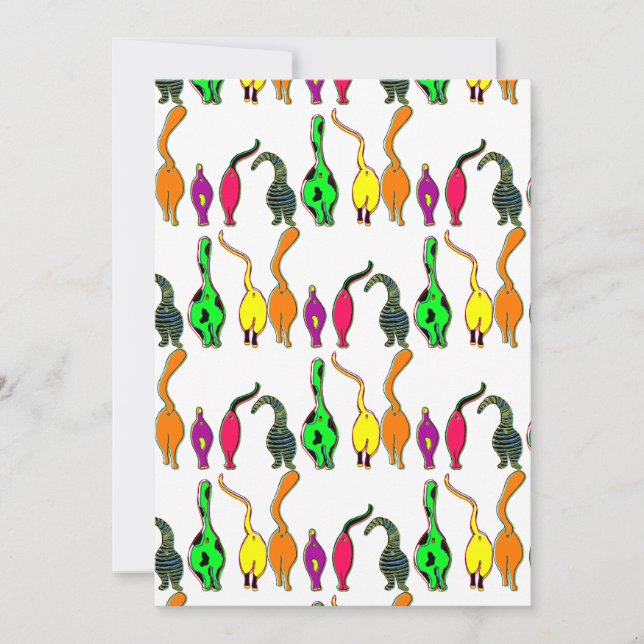 Cartão De Festividades Padrão de Bumbuns de Gato Coloridos (Frente)