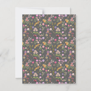 Cartão De Festividades padrão de cor da água floral - rosa, roxo, verde-