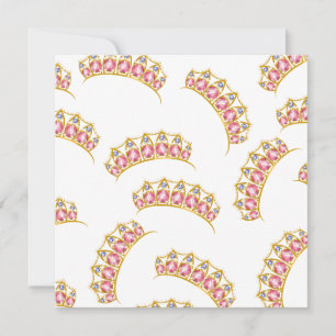 Cartão De Festividades Padrão de desenho animado da Tiara da Princesa