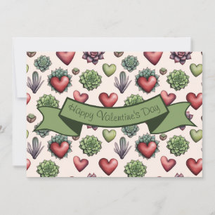 Cartão De Festividades Padrão de Dia de os namorados de Aquarela Suculent