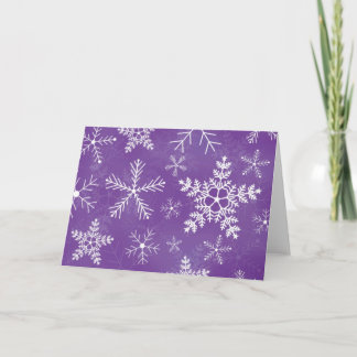 Cartão De Festividades Padrão de Floco de Neve Púrpura e Branca