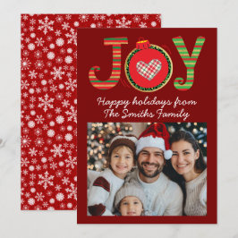 Cartão De Festividades Padrão de Flocos de Neve da Família Joy Christmas