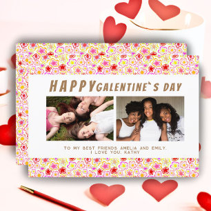 Cartão De Festividades Padrão de Flor Galentine`s Dia Amigos 2 Foto