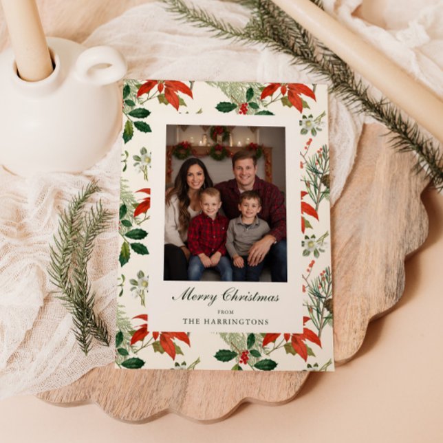 Cartão De Festividades Padrão de Folhagens de Natal Antigas (Criador carregado)