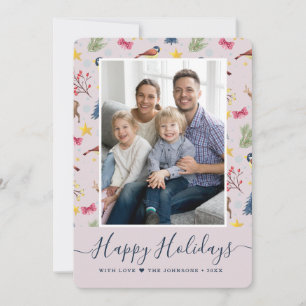 Cartão De Festividades Padrão de Foto de Férias Felizes Script
