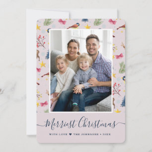 Cartão De Festividades Padrão de Foto de Natal Mais Alegre Script