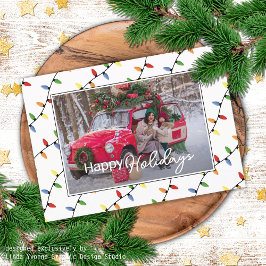 Cartão De Festividades Padrão de Luzes de Cordas de Festas Personalizadas