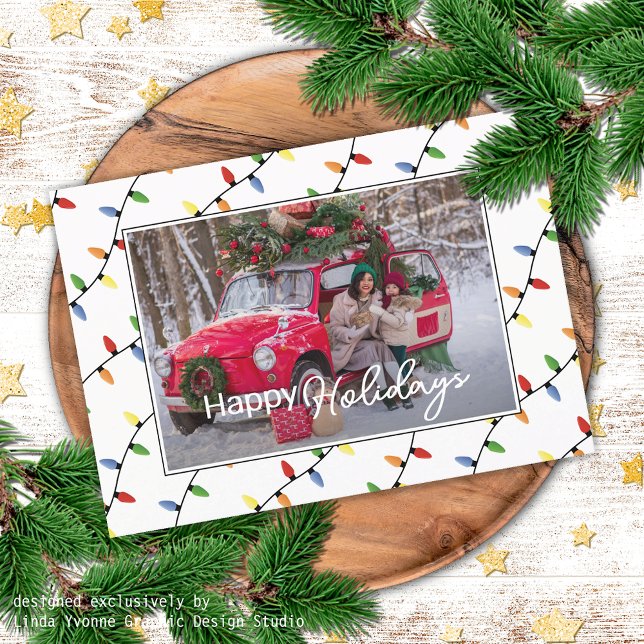 Cartão De Festividades Padrão de Luzes de Cordas de Festas Personalizadas (Criador carregado)