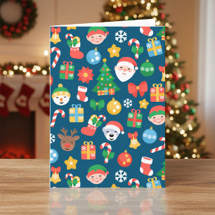 Cartão De Festividades Padrão de Natal animado em azul