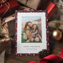 Padrão de Natal Preto e Vermelho Rústico Foto