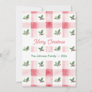 Cartão De Festividades Padrão de Natal Retroativo Vermelho Rosa