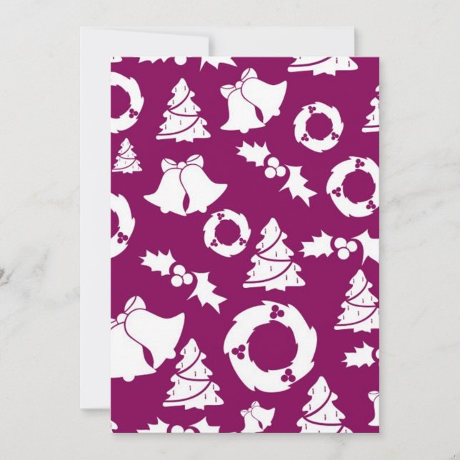 Cartão De Festividades Padrão de Natal Roxo (Frente)