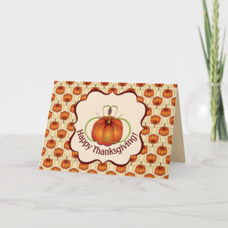 Cartão De Festividades Padrão de outono de Abóbora da Curva Laranja