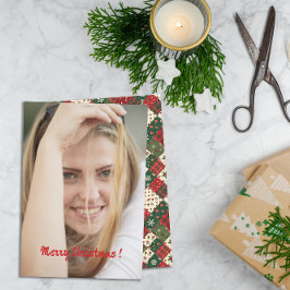 Cartão De Festividades padrão de patchwork de Natal foto votos