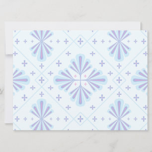 Cartão De Festividades Padrão de Repetição Floral Geométrico Azul Pastel