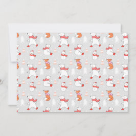 Cartão De Festividades Padrão de Urso Polar Raposa Boneco de Neve Fofo