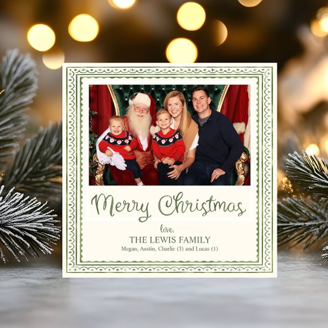 Cartão De Festividades Padrão de vieira em aquarela verde no Natal (Criador carregado)