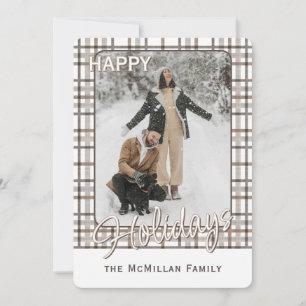 Cartão De Festividades Padrão de Xadrez Elegante Rustic Classy