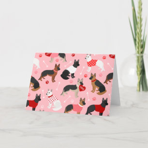 Cartão De Festividades Padrão do Namorados do german shepherd