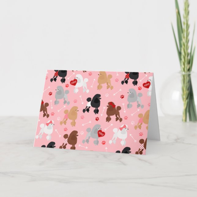 Cartão De Festividades Padrão do Namorados Poodle (Frente)