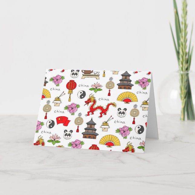 Cartão De Festividades Padrão dos símbolos da China (Frente)