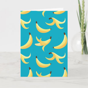 Cartão De Festividades Padrão Engraçado de Banana Amarela Retro para Fest