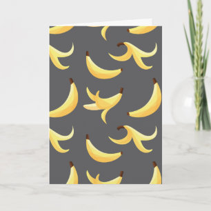 Cartão De Festividades Padrão Engraçado de Banana Amarela Retro para Fest