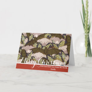 Cartão De Festividades Padrão Floral Art Nouveau Vintage com Morcego e Pa