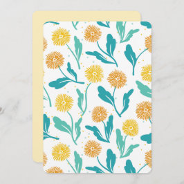 Cartão De Festividades Padrão Floral de Dandelion Amarelo - Inspirado na