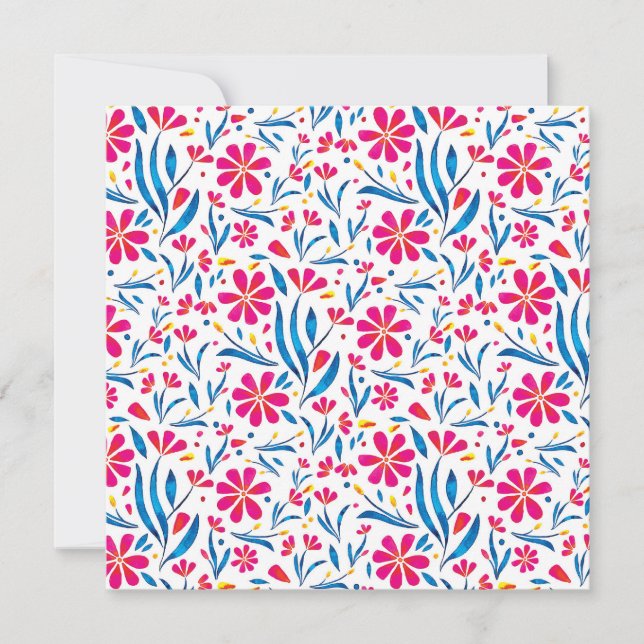 Cartão De Festividades Padrão Floral de Uplifting por Aquarela (Frente)