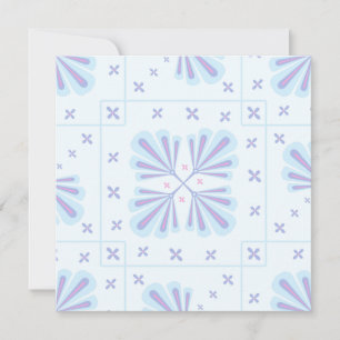 Cartão De Festividades Padrão Floral Geométrico Azul Pastel